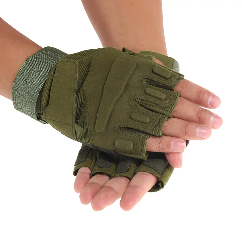 Уличные спортивные армейские перчатки с полупальцами, походные охотничьи перчатки, Походные Военные тактические перчатки для страйкбола - Цвет: Зеленый