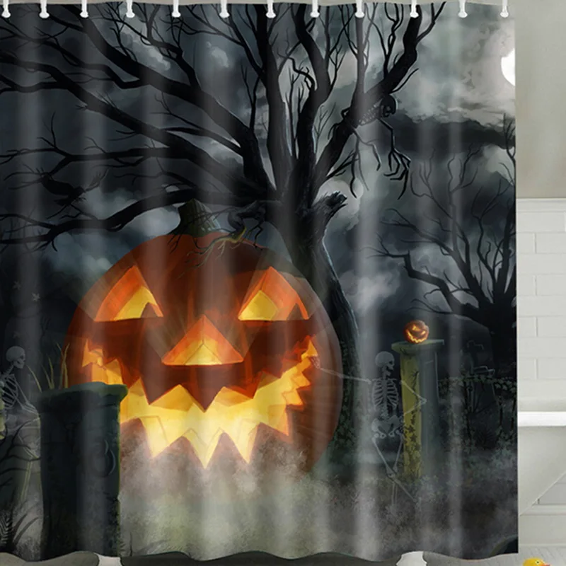

Halloween Theme Waterproof 3D digital Prints Horror Ghosts Pumpkin Shower Curtains Home Family Bathroom Shower Curtain