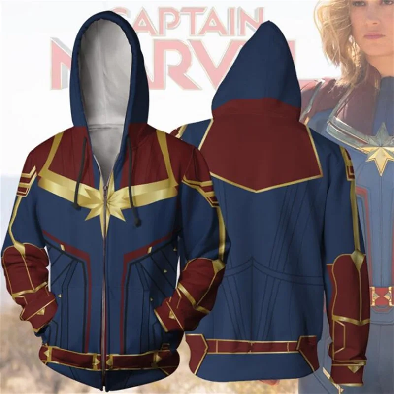 

Captain Marvel Carol Danvers 3D Print Hoodies Sweatshirts Cosplay Costumes Hooded Casual Coat Jacket