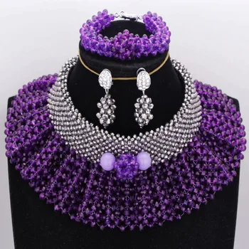 

Dudo JEWELRY Purple Jewelry Sets Wedding Bridal Necklace Earring Set Dubai Jewellery Set Bridal Free Shipping 2019 New