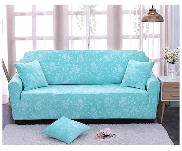 Чехол для дивана с рельефным принтом из плотного бархата и эластичной ткани в европейском стиле, мягкий чехол для дивана для гостиной - Цвет: sky blue