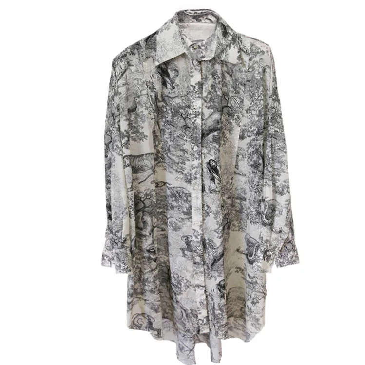 

Quality Women's 2019 Spring Summer Forest Totem Print Casual Loose Shirt Long Sleeve Top Pajama style