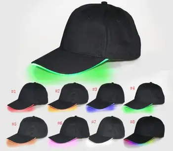 

50pcs LED Light Hat Glow White Black Fabric For Adult Baseball Caps Luminous 7 Colors Adjustment Size Xmas Party Decor SN091