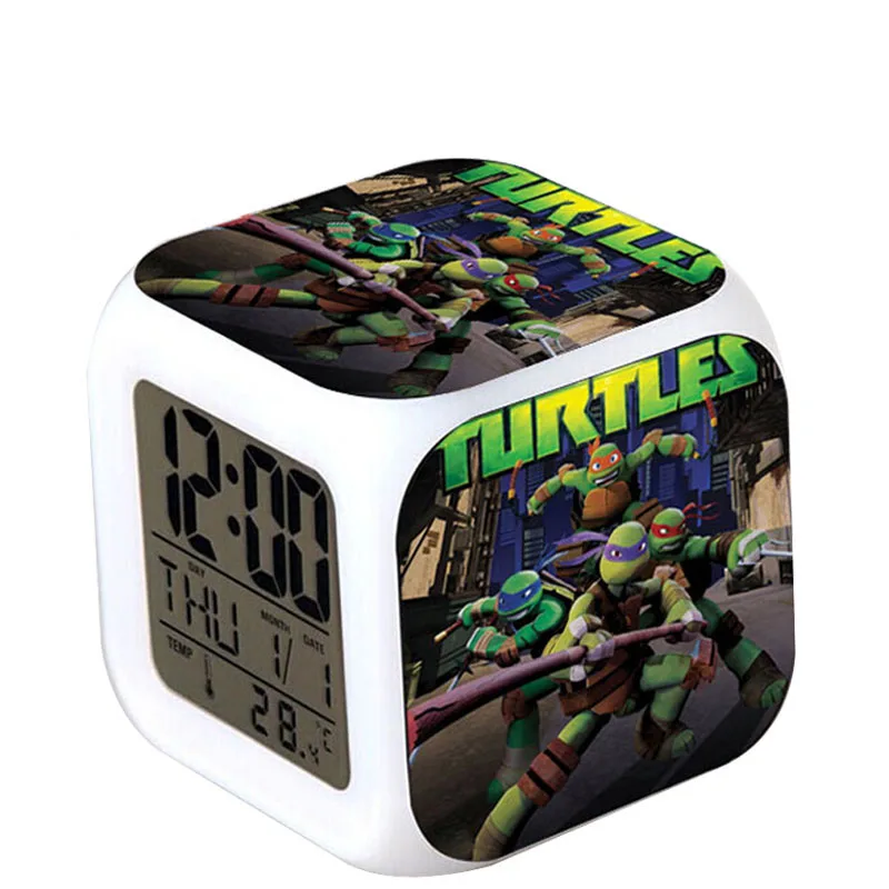 TMNT Turtles LED 7 Colors Change Digital Alarm Clock Thermometer Night