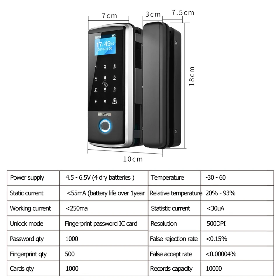 Smart Door Fingerprint Lock Electronic Digital Gate Opener Electric RFID Biometric finger print security Glass Password Card