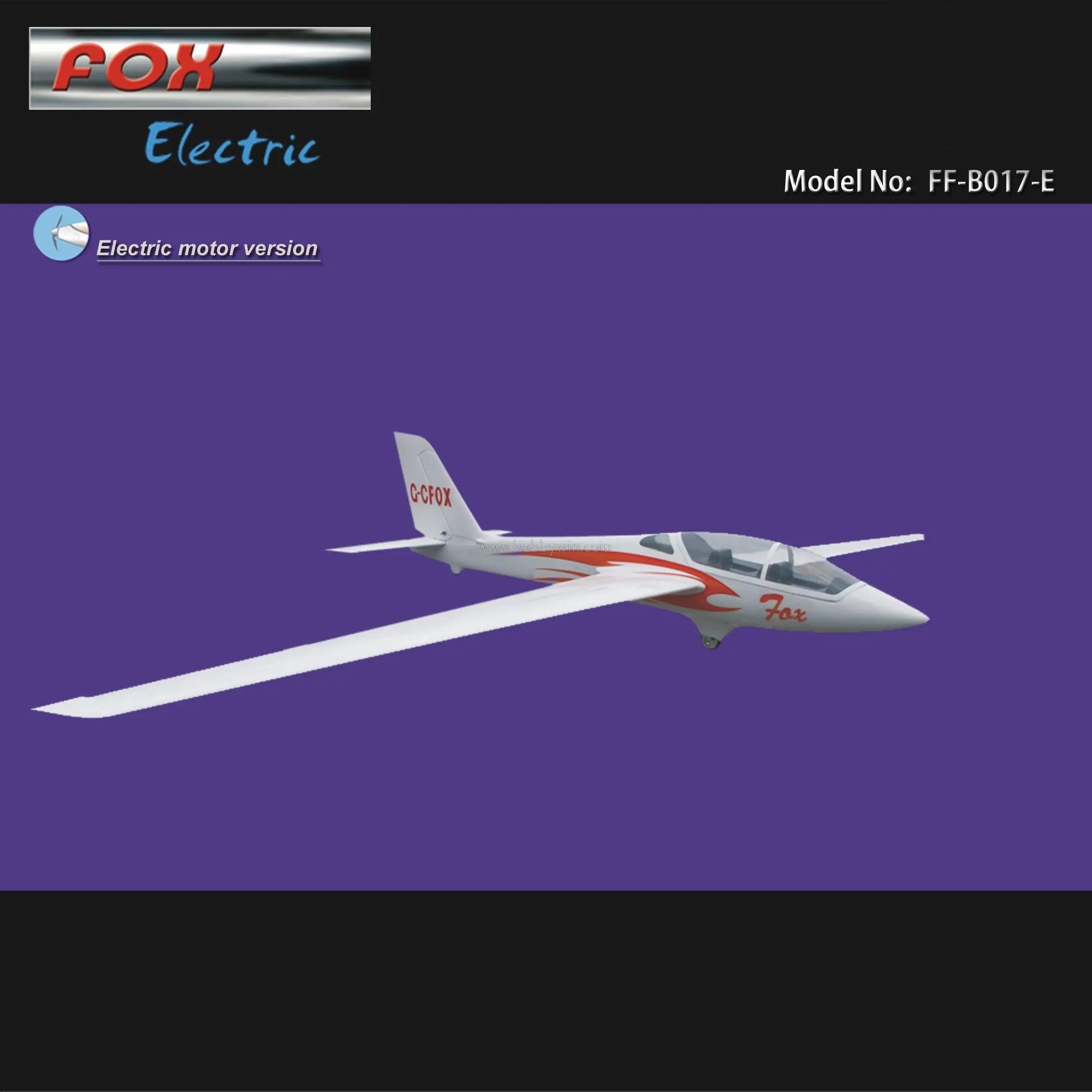 

FOX Electric Glider 3000mm ARF with Motor + Propeller +Spinner Fiberglass Fuselage Wood Wing RC model Sailplane