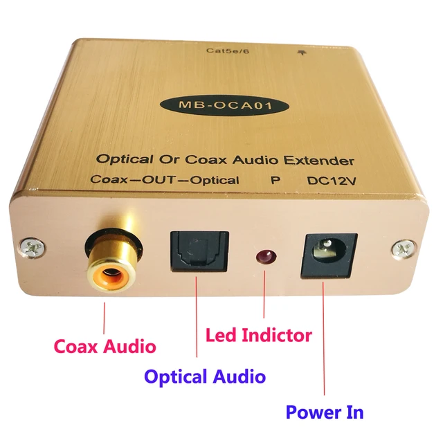Digital Optical Toslink S/PDIF Coax Fiber Optic Audio Extender over Cat5e/6 Up TO 500ft