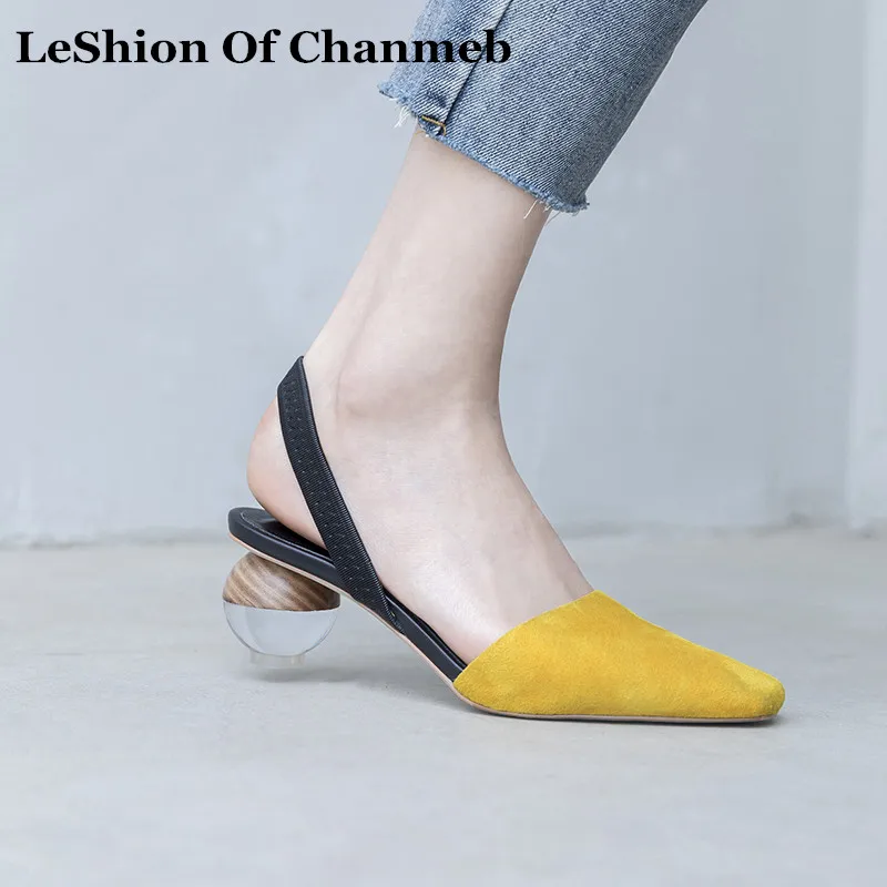 

2019 new fashion clear round ball heels sandals women's slingback pumps shoes ladies spring summer party sandals sapato feminino