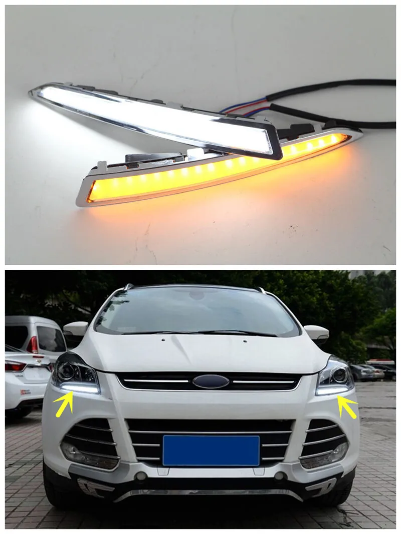 LED DRL Daytime Running Light Fog Lamp With Turn Signal Light For Ford Kuga Escape 2013 2014 2015 2016 LED DRL Daytime Running Light Fog Lamp With Turn Signal Light For Ford Kuga Escape 2013 2014 2015 2016