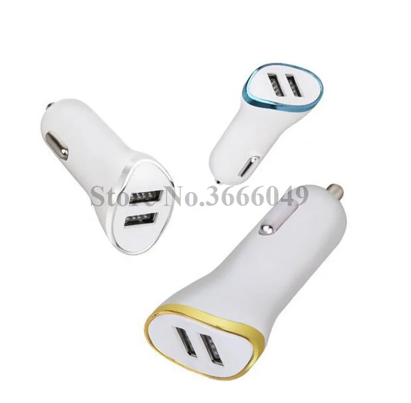 100pcs Universal Car Charger 2.1A Dual USB Port Car Chargers Portable