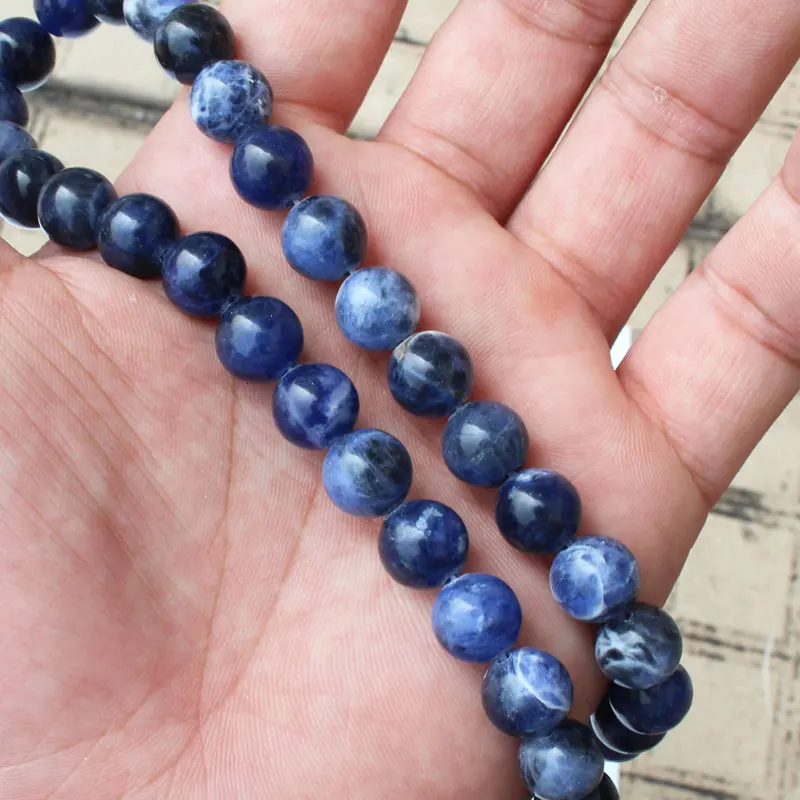 

4-12mm Sodalite Jaspers Round Loose Beads15"/38cm,Min. Order is $10,we provide mixed wholesale for all items!