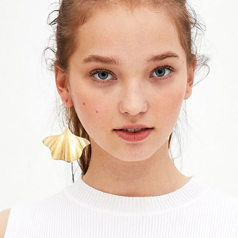 

Miwens Fashion ZA Charm Golden Big Leaf Earrings New Metal Statement Dangle Drop Long Earrings For Women Irregular Jewelry Gift