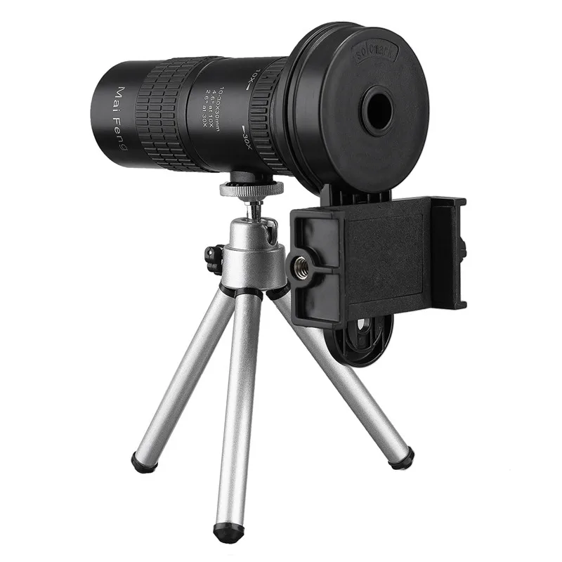 عالية الجودة 10-30x hd تليفوتوغرافي تلسكوب عدسة الكاميرا مع ترايبود حامل الهاتف الخليوي كليب للرؤية الليلية للماء