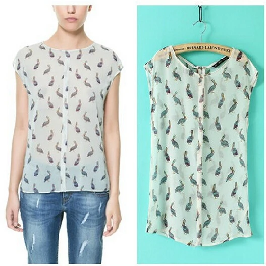 Blusas femeninas 2015 gasa chaleco de la impresión estampados animales blusa sin mangas camisa para mujer Tops mujeres blusa|blouse rose|shirt printing machine priceshirt barcelona AliExpress