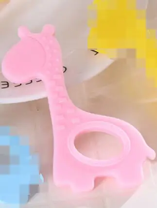 Синий жираф детские игрушки для малышей Мягкие силиконовые детские DIY Форма жирафа ручной работы Желтые Детские Прорезыватели игрушки подарок для новорожденных - Цвет: Pink giraffe