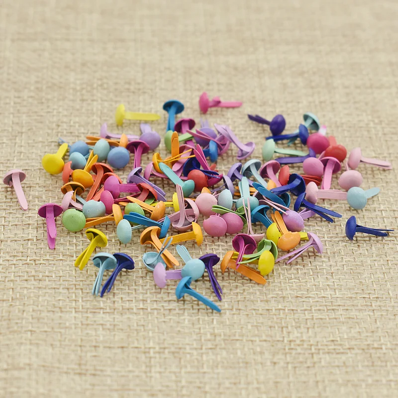 100pcs/pack 5.5x11mm Mini Round Brads Assorted Colors Pastel Brads For
