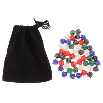 

50 Pieces Polyhedral D8 D20 Dice Five Colors with Bag for D&D DND MTG RPG Dungeons Dragons Board Game Family Game Club Xmas Gift