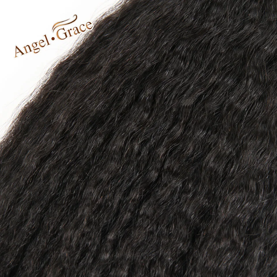 Angel Grace Hair Kinky Straight Hair Brazilian Weave Bundles 4 pcs 100g Coarse Yaki Remy Human Tissage Cheveux Humain