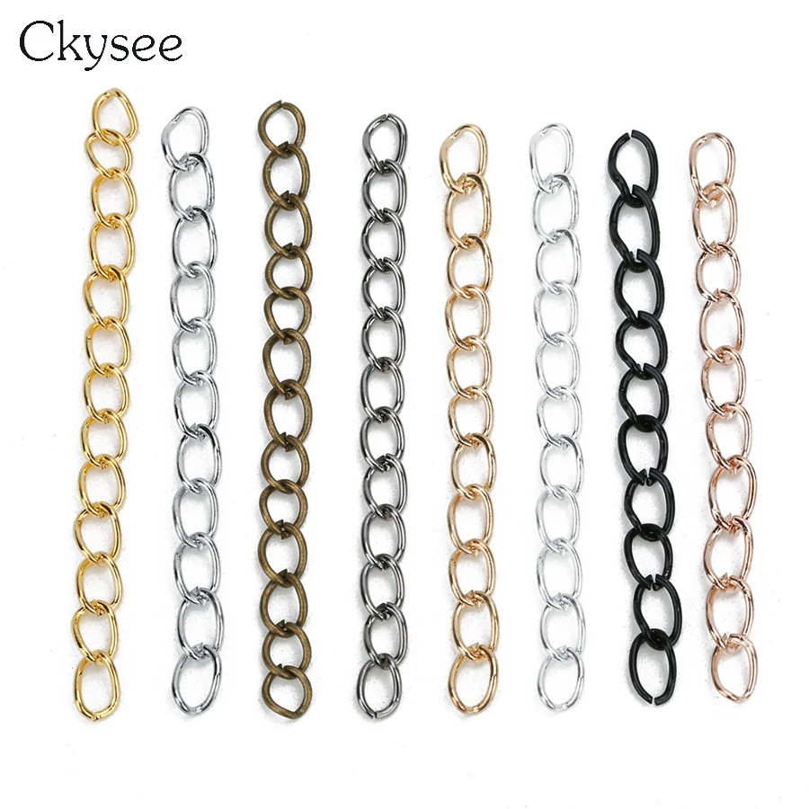 

Ckysee 100Pcs/lot 50x3mm Metal Alloy Extended Extender Bulk Necklace Chains Gold Silver Color Diy Bracelet Tail Chain Jewelry