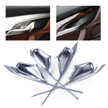 

beler New 4pcs Silver Chrome Plated Interior Door Handle Bowl Cover Trim Car Decoration Fit for BMW X5 F15 X6 F16 2014 2015 2016