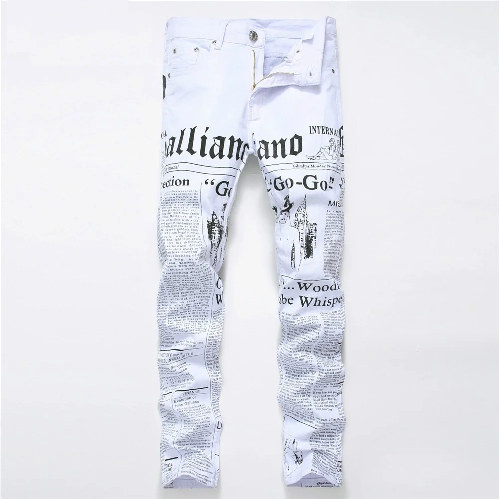 

2018 Biker Men Skinny Jeans Homme 3D Printed Letter Streewear Slim Fit Denim Pants Male Slim Stone Washed Hip Hop Cotton Jeans
