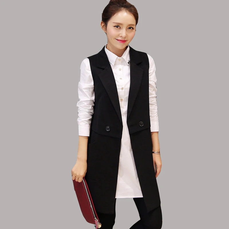 Legit plus size black sweater vest for women long