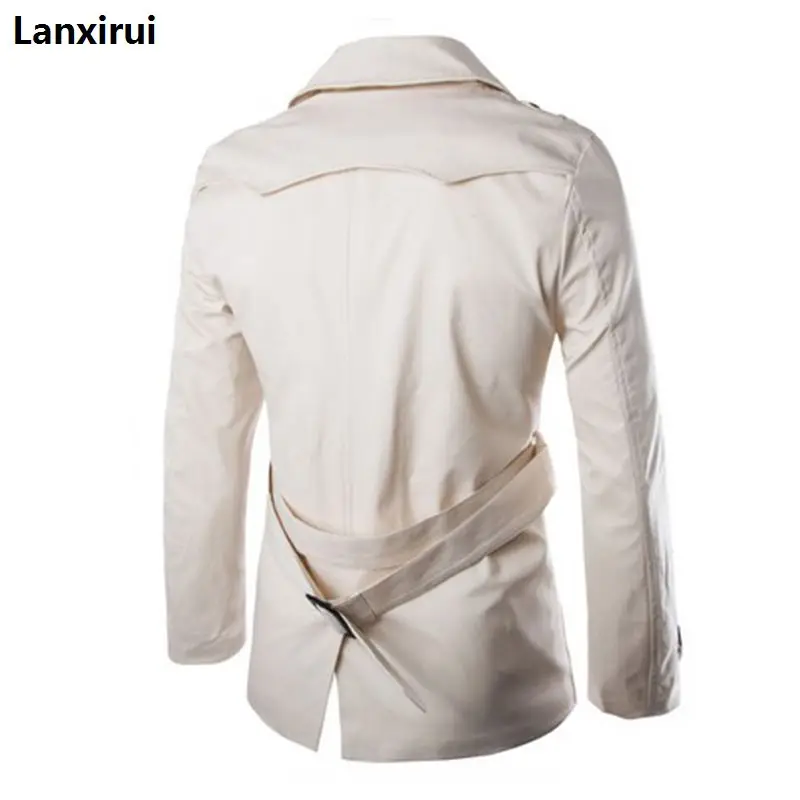 Trench coat men's spring autumn double breasted trench coat mens clothing medium and long jackets coats british style overcoat