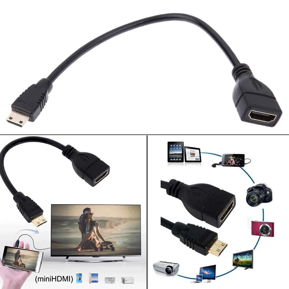 Мини HDMI Мужской к Женский конвертер Кабель адаптер Шнур 1080P мини для ноутбука