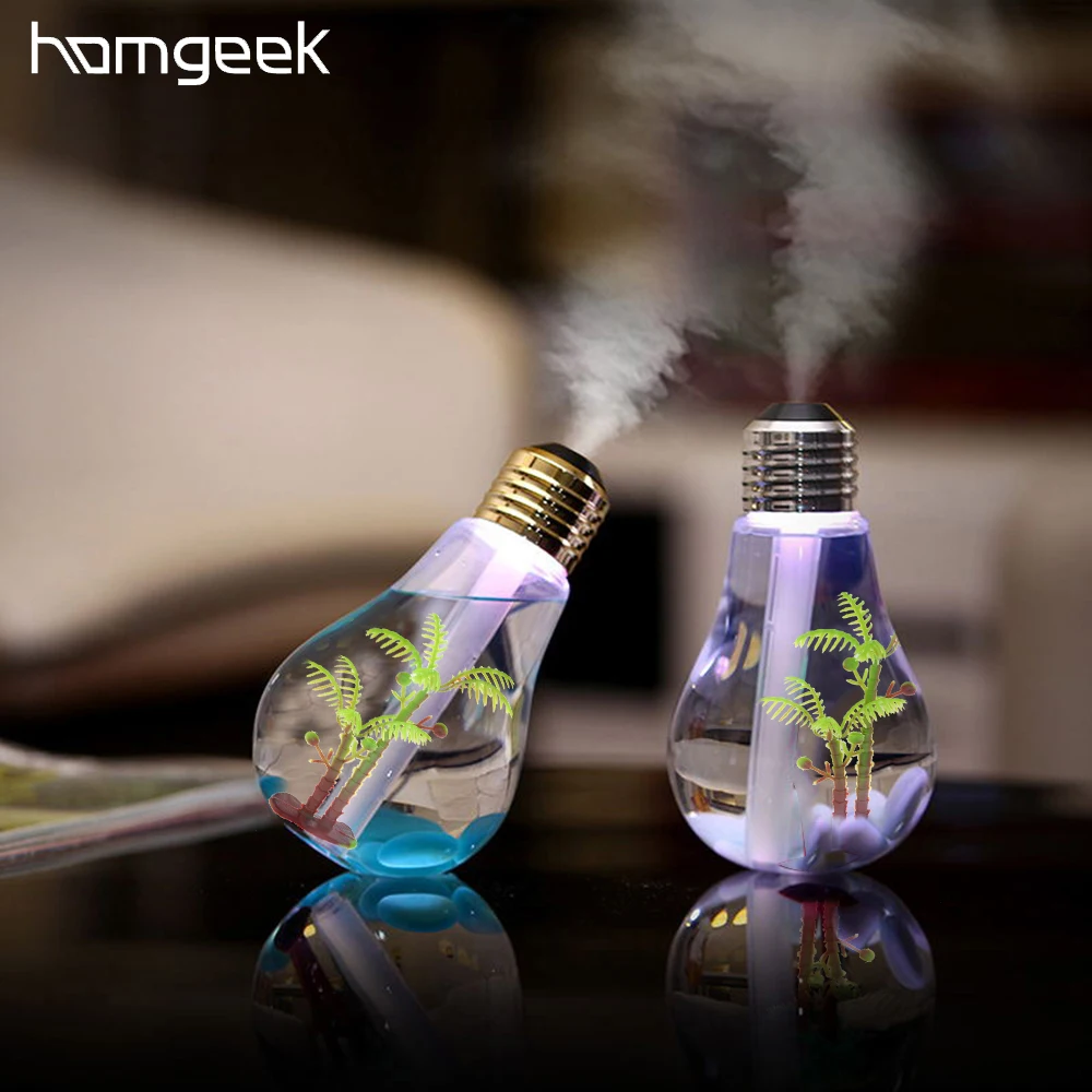 

Homgeek 400ml Colorful Landscape Humidifier LED Night Light Bulb USB Mini Micro Spray Hydrating Ultrasonic Mist Maker For Home