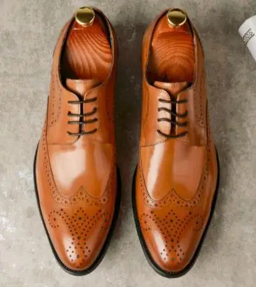 Летняя мужская официальная обувь; кожаные оксфорды для мужчин; Свадебные Мужские броги; офисные туфли; мужская обувь на шнуровке; zapatos de hombre - Color: D