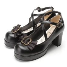 2016 new fashion uniform shoes lolita thick with waterproof bow shoes womens wedding shoes high heel lolita shoes