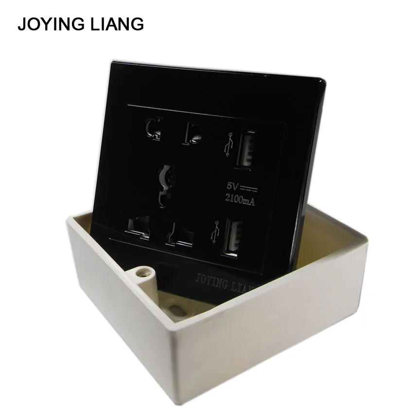 

Joying Liang Black USB Socket 110-250V 10A Wall Outlet Panel USB Output Sockets (Send a Free Socket Box)