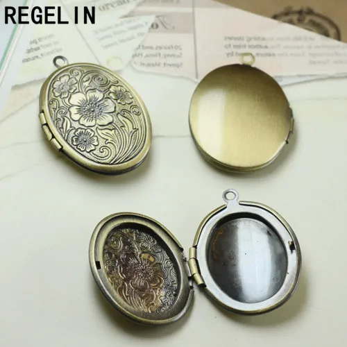 

REGELIN Gold/Silver Plated Copper Photo Floating Locket Pendant Flower Charms 5pcs/lot for DIY Memory Necklace Jewelry Making