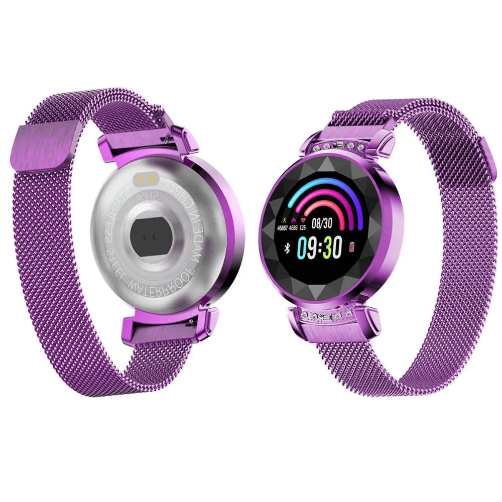 

696 Fashion Women H2 Plus Smart Watch Heart Rate Blood Pressure Waterproof Sleep Monitor 3D Diamond Glass Lady Smartwatch