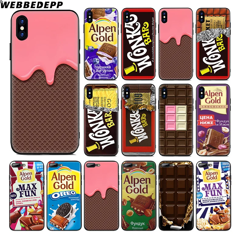 

WEBBEDEPP Alpen Wonka Chocolate Bar Soft Silicone Case for Apple iPhone Xr Xs Max X or 10 8 7 6 6S Plus 5 5S SE Phone Case