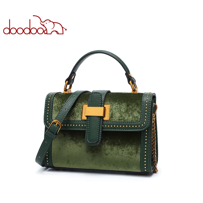 

DOODOO Brand Women Handbags Female Shoulder Messenger Bags Ladies Artificial Leather Top-handle Bag Rivet Decoration Tote Bags