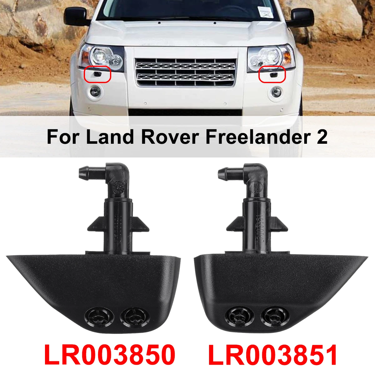 

Car Left & Right Headlight Washer Nozzle Jet For Land Rover Freelander 2 LR2 2006-2011 LR003851 LR003850