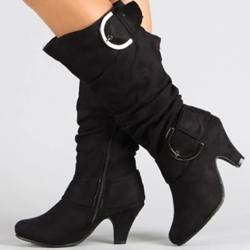 

Women Boots Female Winter Shoes Woman Fur Warm Snow Boots Square Mid-Calf Boots Women