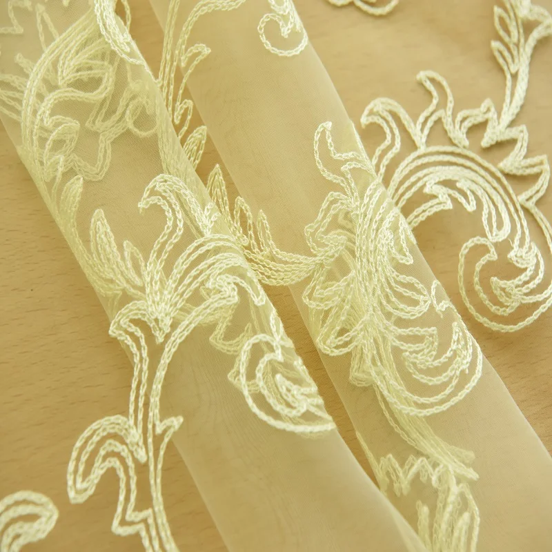 

French Romantic Curtains Panel Window Embroidered Curtain Finished Voile Home Textile for Bedroom High Quality Tulle Cortinas