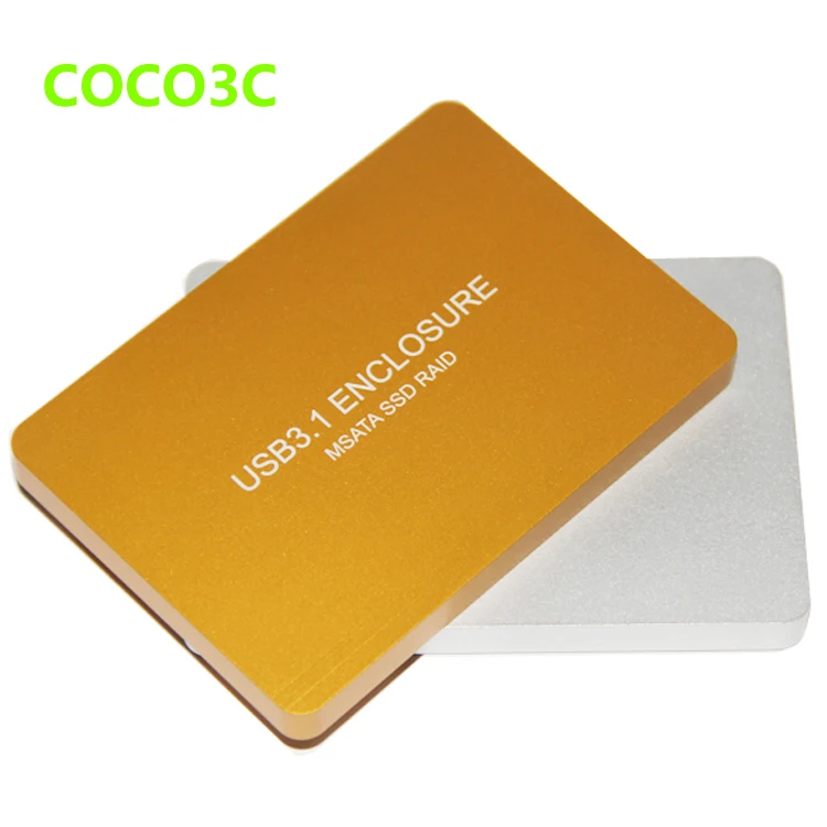  USB3.1 Typ-C zu 2 MSATA SSD RAID Gehäuse USB-C zu Dual mini SATA adapter mSATA SSD Externe Box + RA