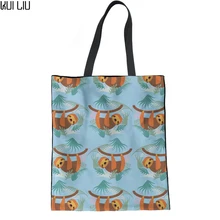 Холщовая Сумочка Льняная сумка на плечо для девочек-подростков многоразовая складная сумка для покупок женские сумки с мультяшным ленивым принтом Новинка