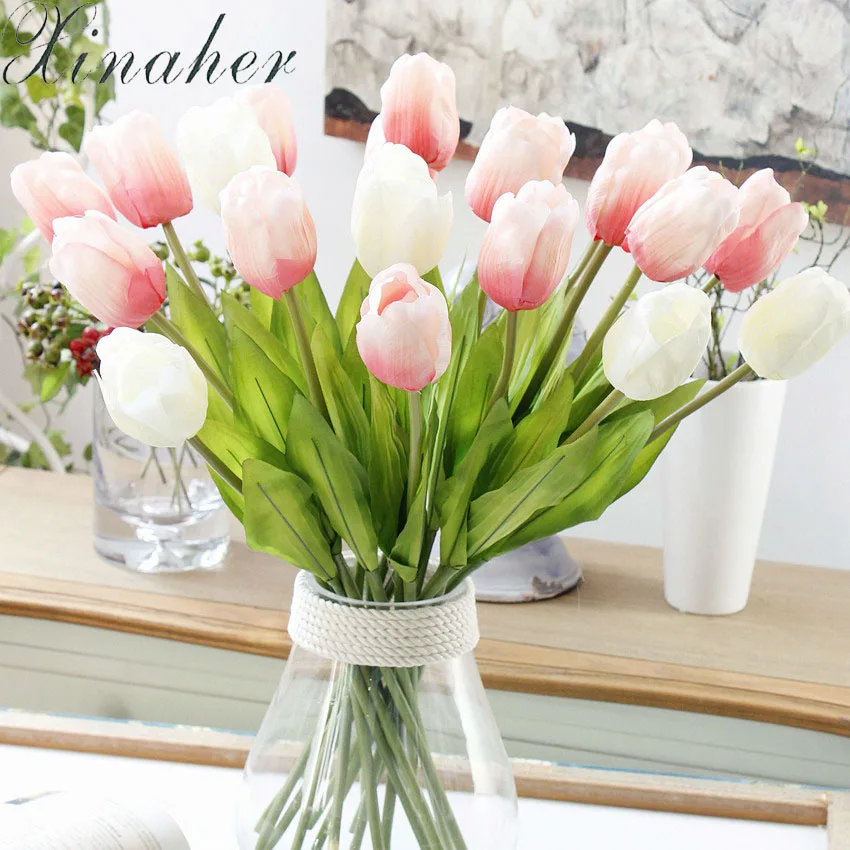 XINAHER Artificial Silk Tulips Flores Artificiales Bouquets Party