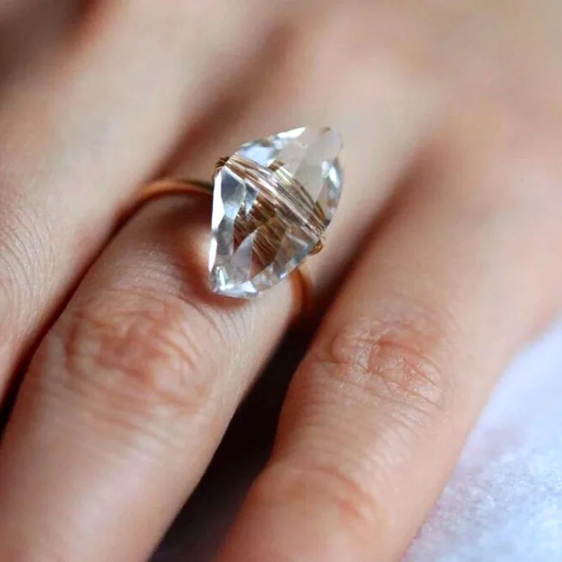 

Bohemia Bobo Natural Big Stone Ring for Women DIY Vintage Crystal Gold Open Ring Engagement Wedding Rings Anel Bague Femme Gift