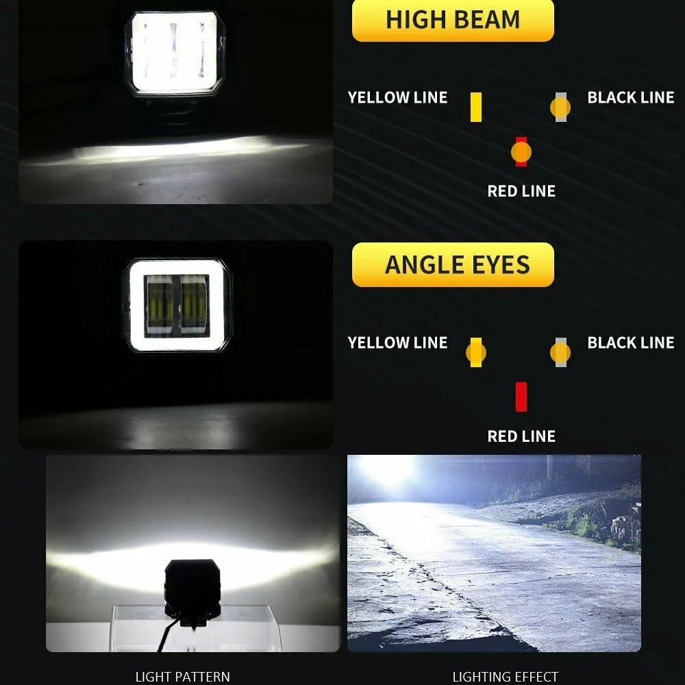 Fuleem 2 шт. 3 дюйма 20 Вт 10-60 в квадратный белый светодиодный светильник для работы бар Точечный светильник светодиодный светильник ангельские глазки для внедорожного мотоцикла