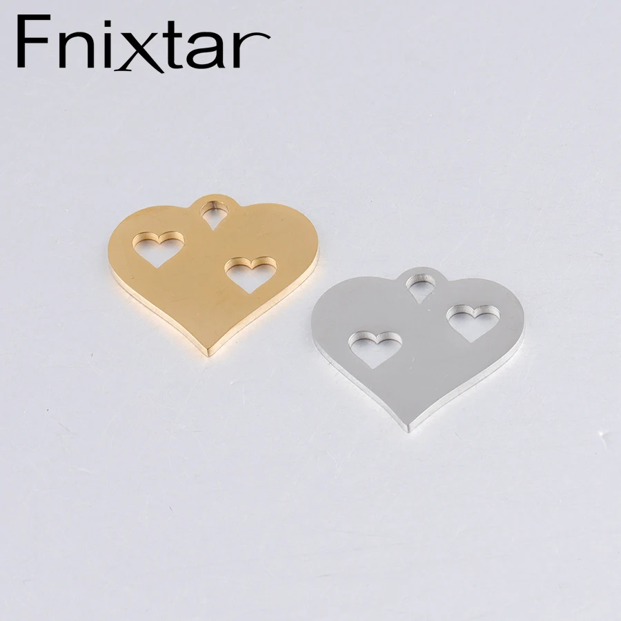 

Fnixtar Mirror Polished Stainless Steel Double Hollow Love Heart Charms Sweet Heart Love Charm Accessories 23*21mm 20Piece/lot