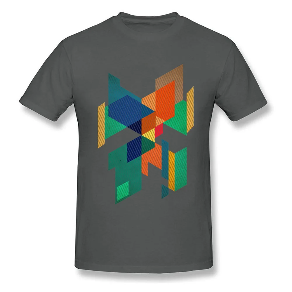 Dominant Men's Tops Tees Abstract Geometric Colors Composition Cool T Shirt Pure Cotton Short Sleeve Group T Shirt Crewneck Abstract Geometric Colors Composition carbon