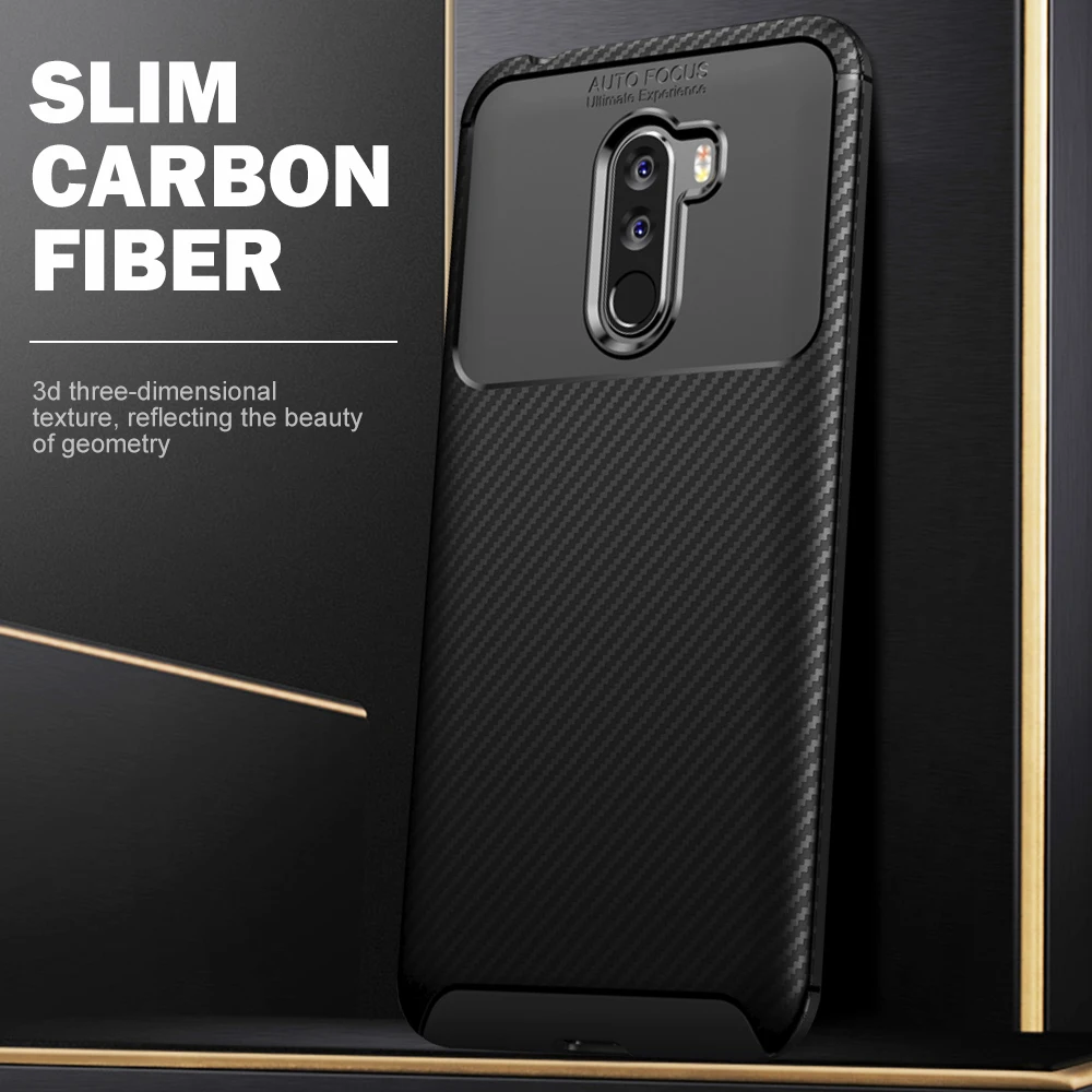

Carbon Fiber Texture Soft TPU Case For Xiaomi Pocophone F1 360 Full Back Cover For Xiaomi Poco F1 Case New Luxury Slim Cover
