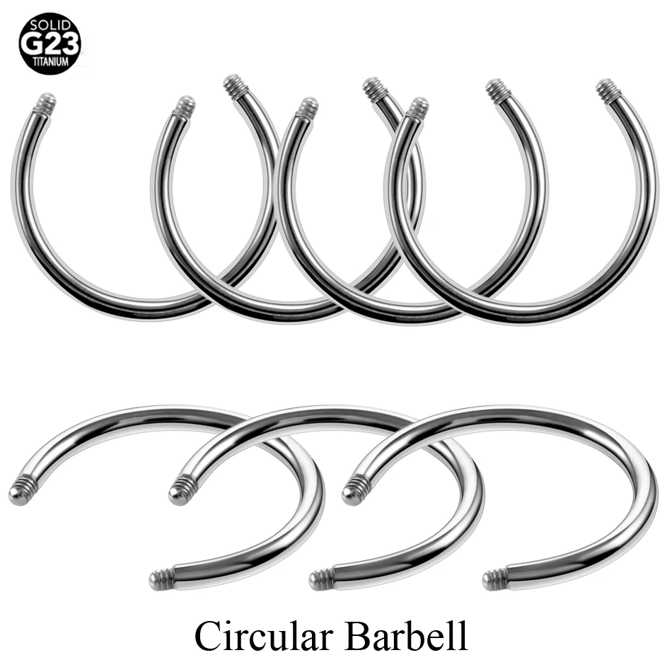 50Pcs G23 Titanium Curved&Circular&Straight Barbell Part Screw Thread Head 16g 14g For Lip Eyebrow Nose Earring Piercing Jewelry