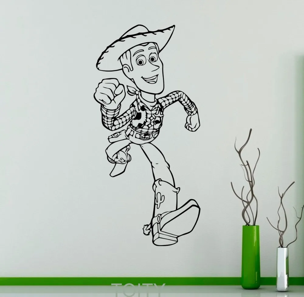 Toy Story Sheriff Woody Wall Vinyl Decal Cartoons Sticker Home Interior Kids Children Room Nursery Decor Removable Mural