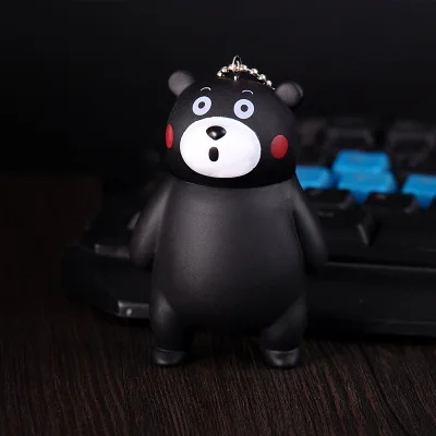 Мультфильм животных Кумамон медведь брелок для ключей Мех Кролика Pom Кожа Веревка колокольчики брелок автомобильный кошелек Подвеска в виде ключа цепи держатель - Цвет: K1